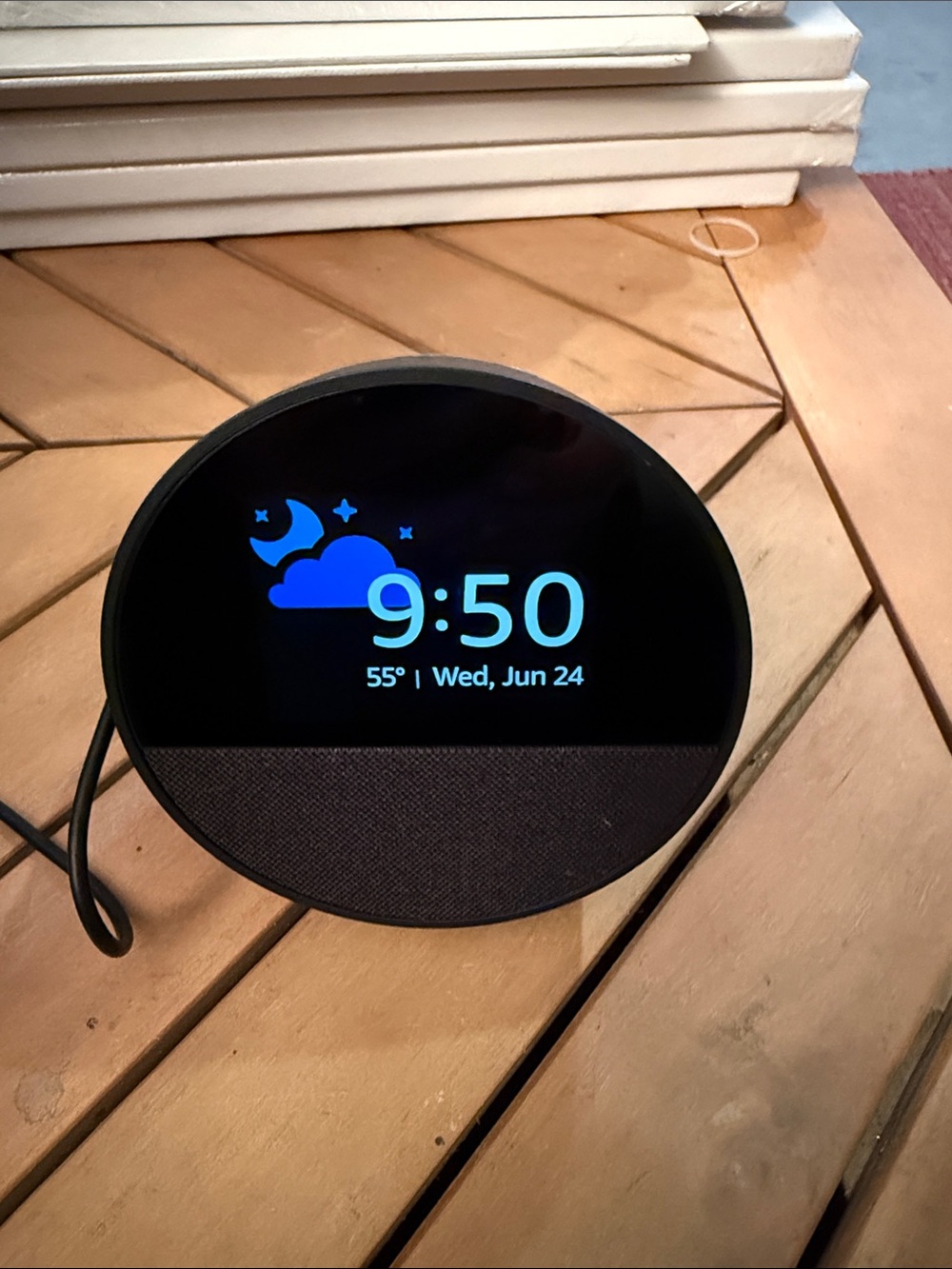 Amazon Smart Display Clock in Black with Blue Screen Accents